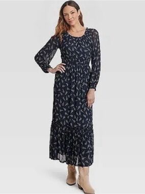 Knox Rose Long Sleeve Navy Floral Maxi Dress